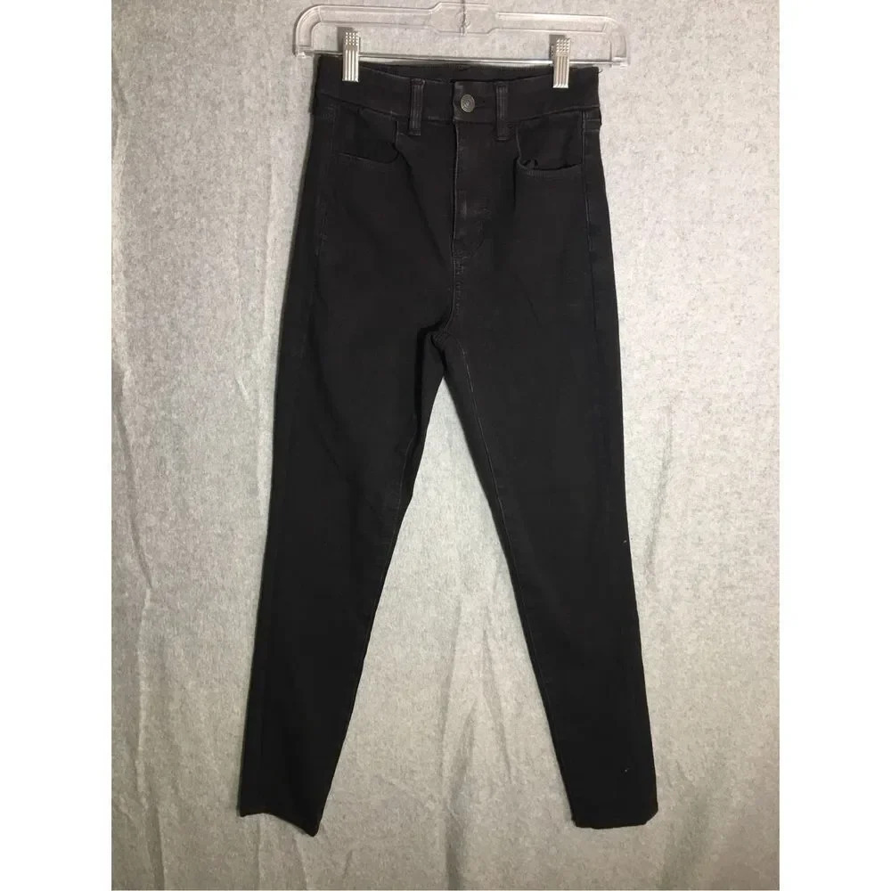 Womens American Eagle Jeans Black Super High Rise Jeggings Casual Basic Classic